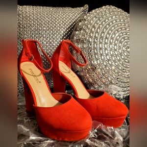 Hot Red platform heels